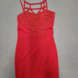 Red studded party dress